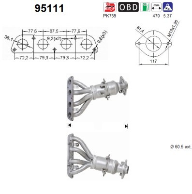Catalizador Toyota Corolla Verso · 95111