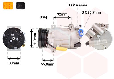 Compresor, Aire Acondicionado Peugeot 3008 I Monospace · 0900K282