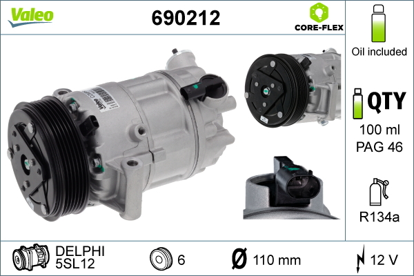Compresor, Aire Acondicionado Alfa Romeo Giulietta · 690212