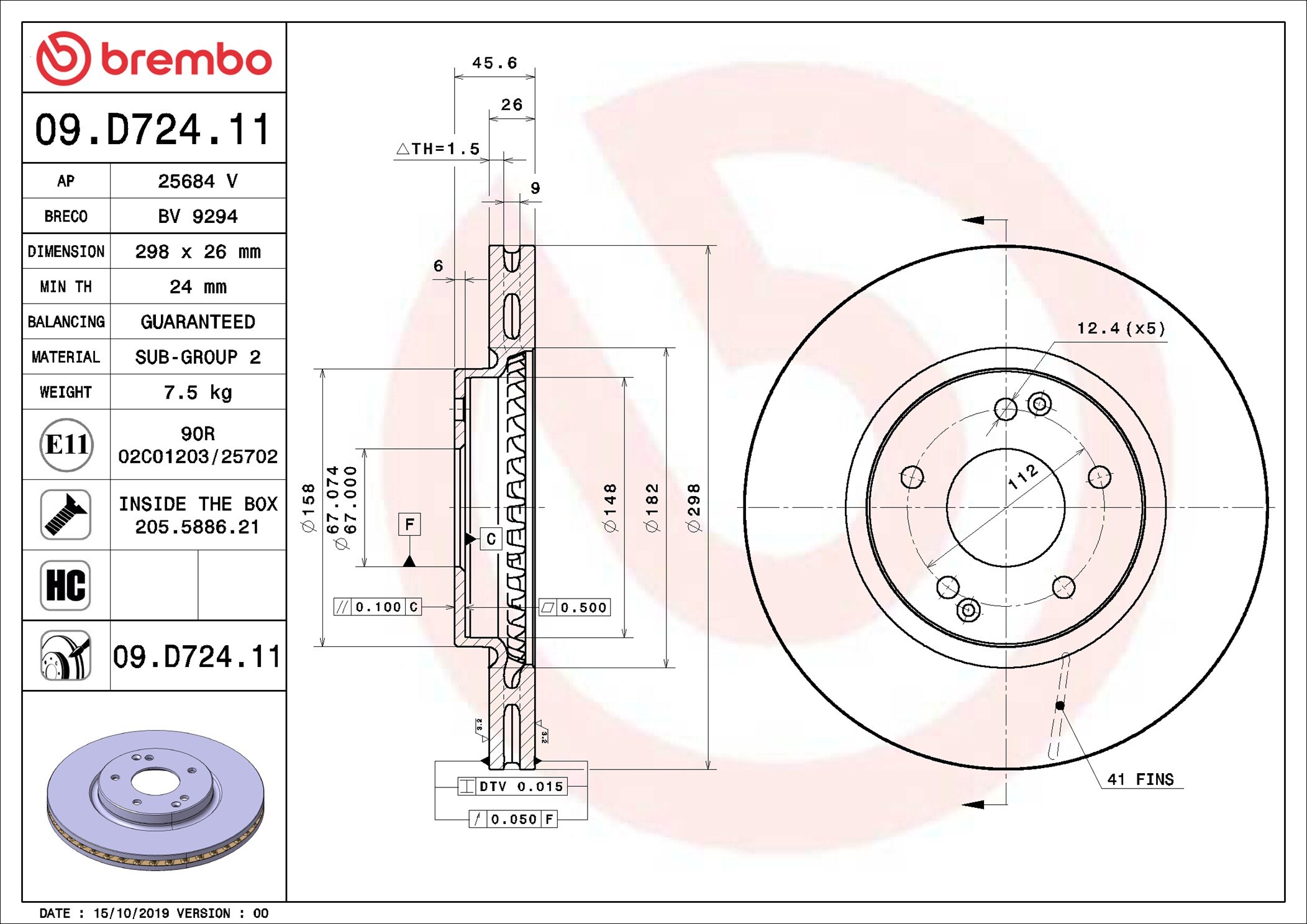 Disco De Freno Ssangyong Korando · 09.D724.11