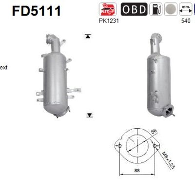 Filtro de partículas Fiat Doblo Autobús · FD5111