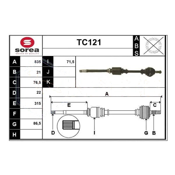 Árbol de transmisión Citroën 2 CV · TCI4002