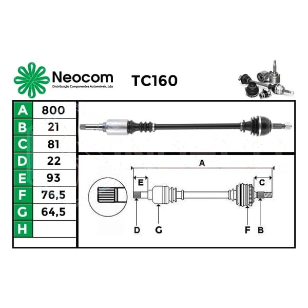 Árbol de transmisión Citroën AX (za-_) · TCI4052